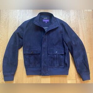 Ralph Lauren Purple Label Mens navy suede bomber jacket size Medium